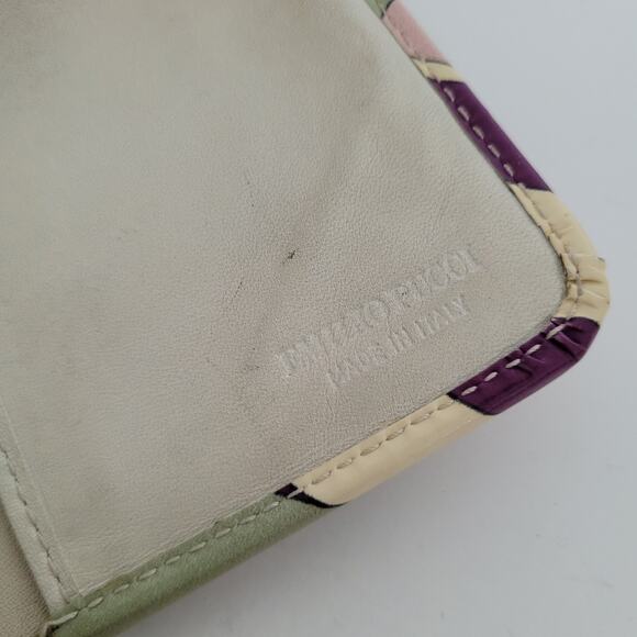 Emilio Pucci Geometric Leather Wallet Abstract Designer Italian Multicolor Large - Picture 4 of 11